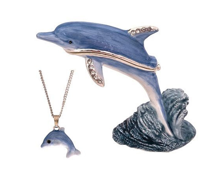 09. Dolphin Hidden Treasure Tinket Box with Necklace
