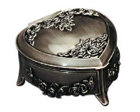 10. Pewter Jewel Box with Roses, Heart