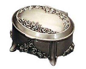 07. Pewter Jewel Box with Roses, Oval