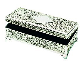 09. Silver Plated Jewel Box with Diamond, Rectangular