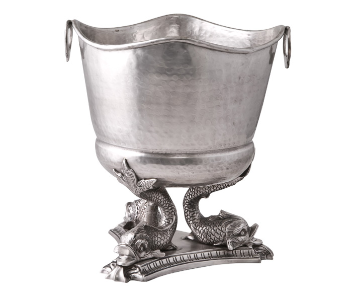 05. Pewter Finish 'Fish Stand' Ice Bucket