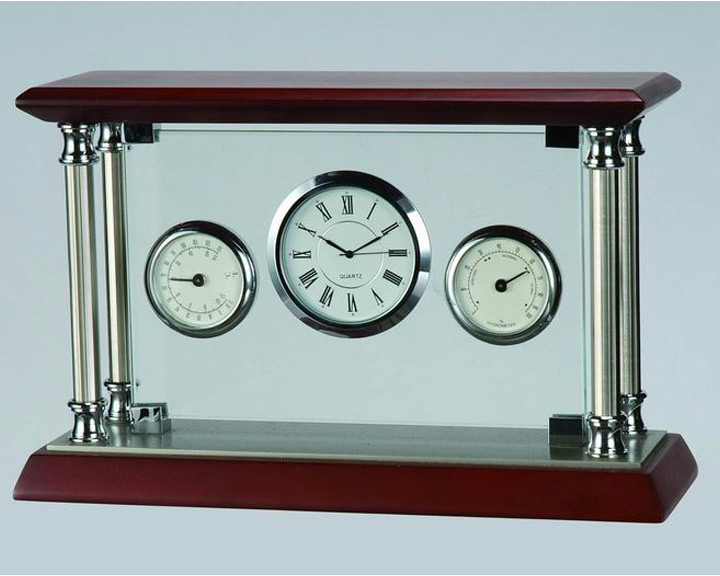 05. Glass, Chrome & Wood Table Clock