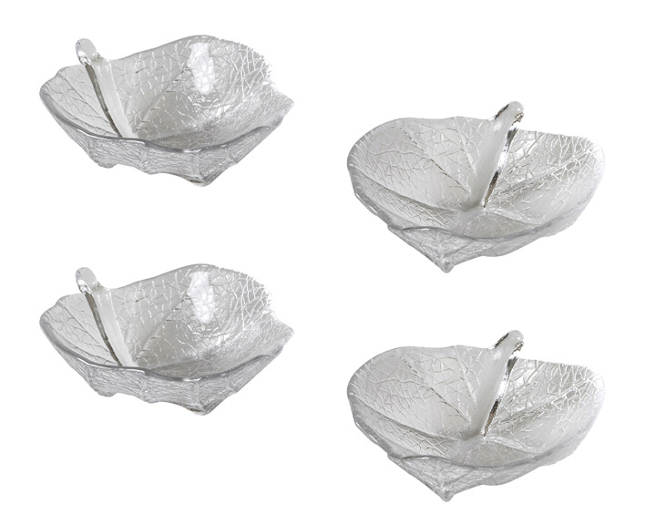13. Etna Glassware - 'Foli' Leaf Bowl Clear Set of 4